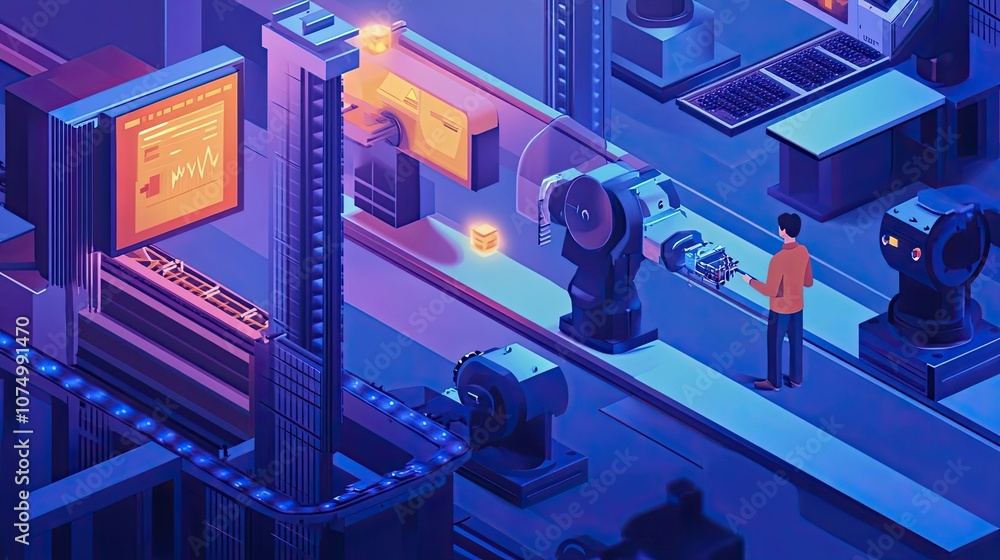 Aufkleber automated industrial production line with a worker monitoring the process