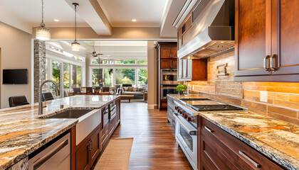 Beautifully designed modern kitchen with high-end appliances and spacious design, perfect for...