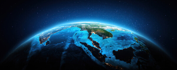 India, Thailand, Malaysia, Indonesia from space