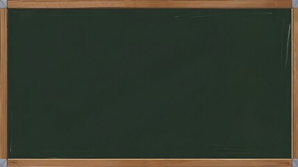 Empty green chalkboard with wooden frame.