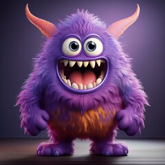 Cute realistic monster with legs and arms and a long tongue	