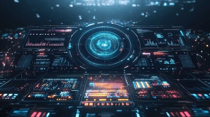 Obraz premium Abstract futuristic technology UI for a holographic digital data chart
