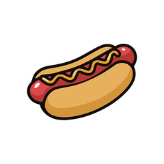 Fast food sticker design with Hot dog isolated