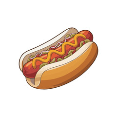 Fast food sticker design with Hot dog isolated