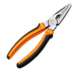 Pliers isolated on transparent background, clipping path included, electrician repair tool with steel handle, industrial equipment for maintenance, workshop photography, vertical cut out PNG