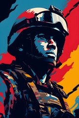 pop art style illustrated soldier