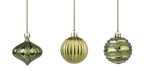 boule verte PNG sur fond transparent, décoration d'arbre de Noël, Noël, Joyeux Noël, décorations d'hiver, ensemble de boules vertes sur fond transparent 