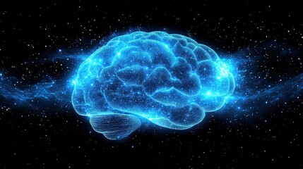 Obraz premium Abstract background with blue digital brain