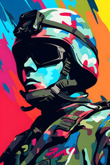 pop art style illustrated soldier