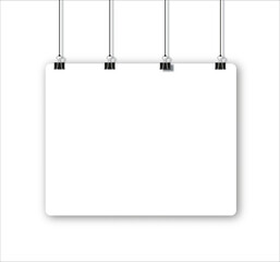 paper sheet with shadow in A4 format and black paper clip