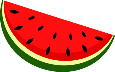 Slice of watermelon in cartoon style. Vector illustration with transparent background.