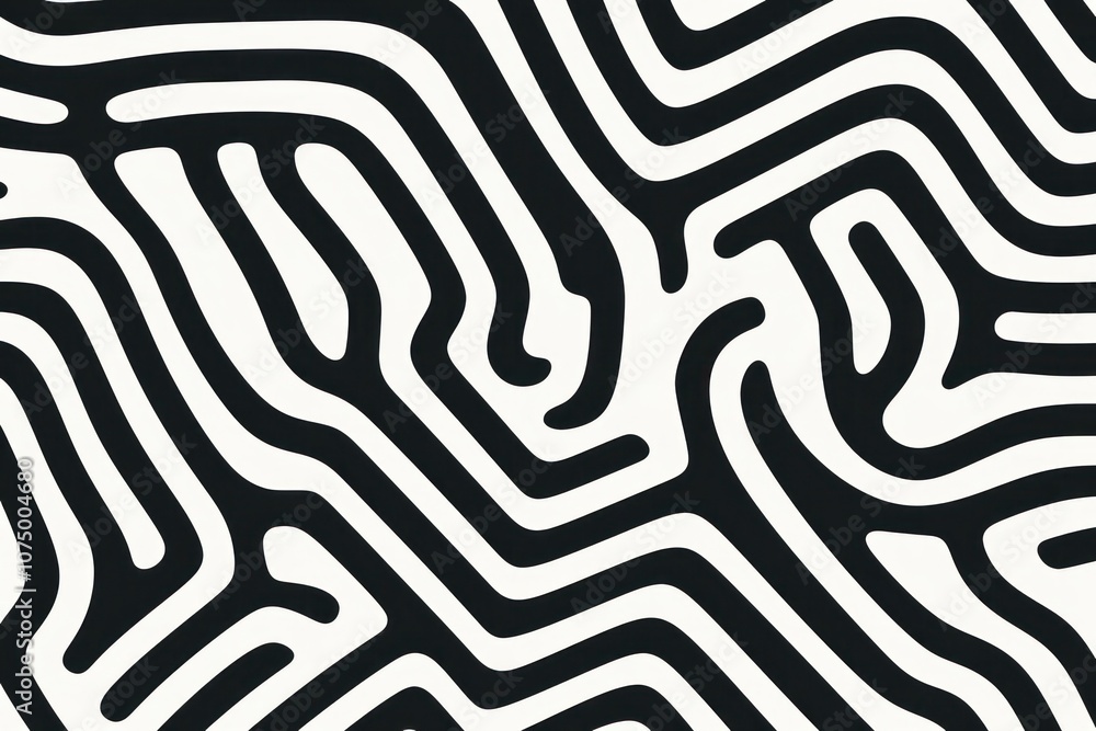 Poster line doodle seamless pattern labyrinth shape maze.