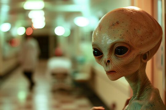 Image of extraterrestrial alien in glowing light generative AI
