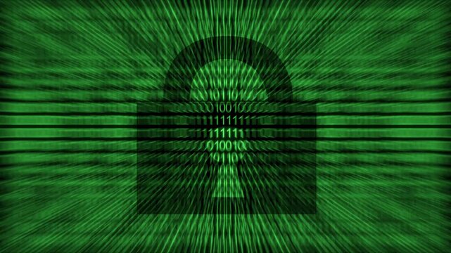 Digital Security Concept with Lock and Binary Code