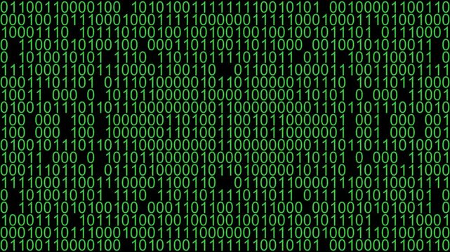 Binary Code Matrix Digital Background in Green With Change Size of Characters