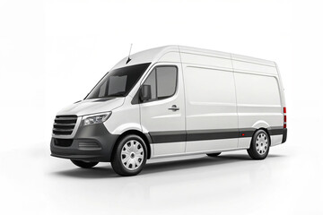 White van isolated on white, ready for branding