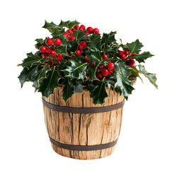 Holly Sprig with Red Berries: A classic festive decoration for the holiday season. The sprig is adorned with lush green leaves and bright red berries, adding a touch of cheer to any setting. 