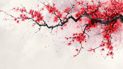 Beautiful sakura flowers on color background