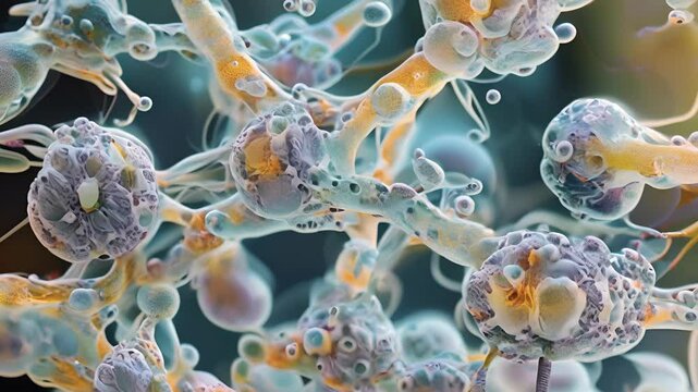 In this microscopic image we can observe the localization of chloride channels at specialized areas of the cell membrane such as synapses where they facilitate communication between