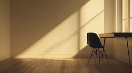Minimalist Home Office with Natural Light and a Desk Chair