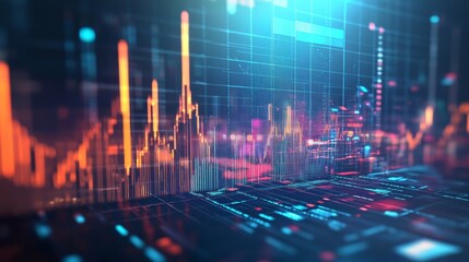Business poster. Topic, investments and finance. Images of money and financial charts, strategies and analysis. Illustration in the style of an advertising banner