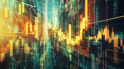 Business poster. Topic, investments and finance. Images of money and financial charts, strategies and analysis. Illustration in the style of an advertising banner