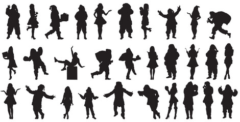 Christmas people silhouette collection