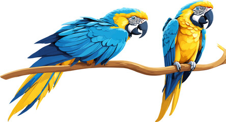 Parrot illustrated with a vibrant mix of green, blue, and red feathers, capturing a curious and expressive look.