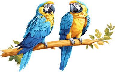 Parrot illustrated with a vibrant mix of green, blue, and red feathers, capturing a curious and expressive look.