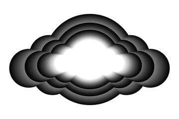 Abstract Black Clouds Frame Icon Isolated On White Background. Illustration