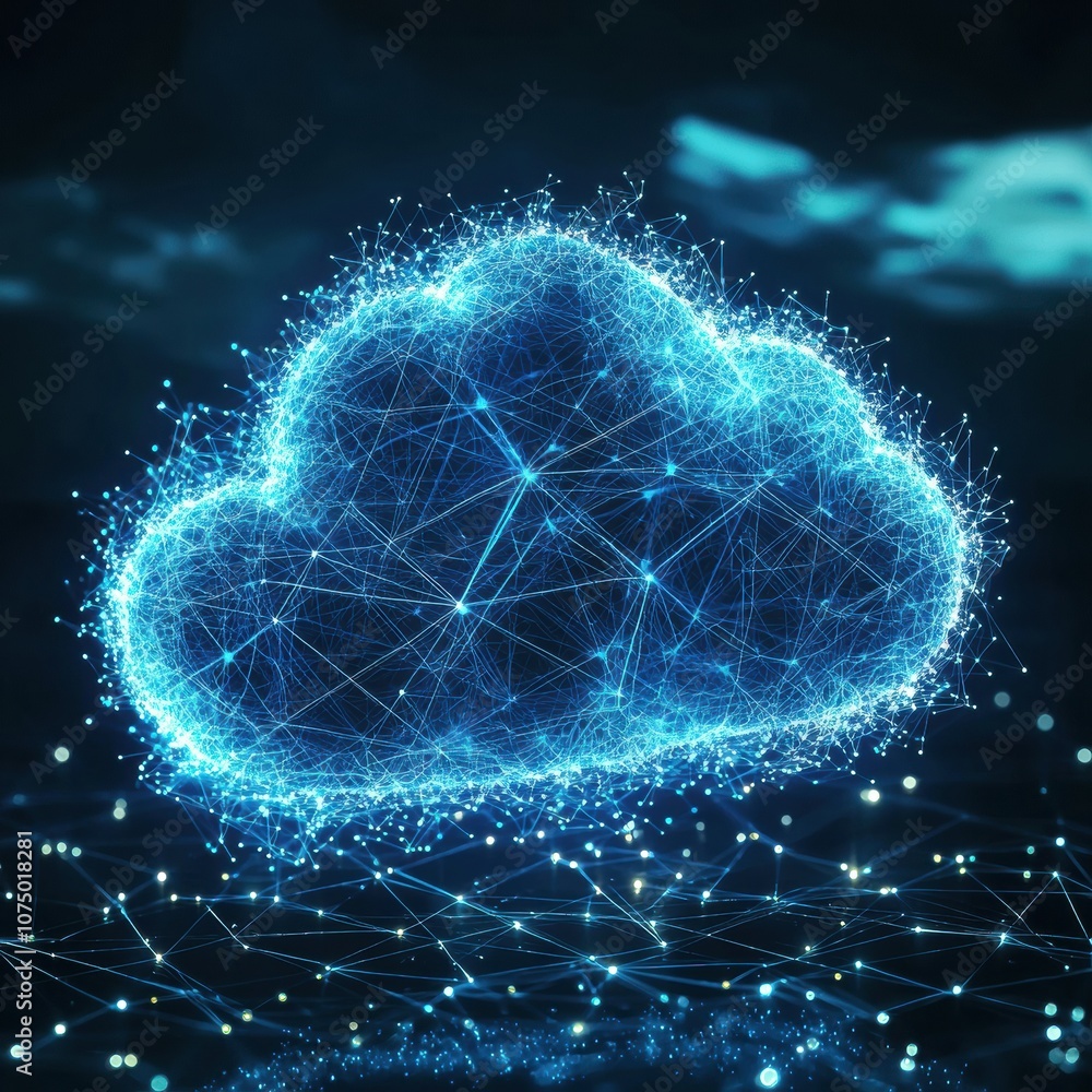 Aufkleber Glowing cloud computing representing internet technology and data storage