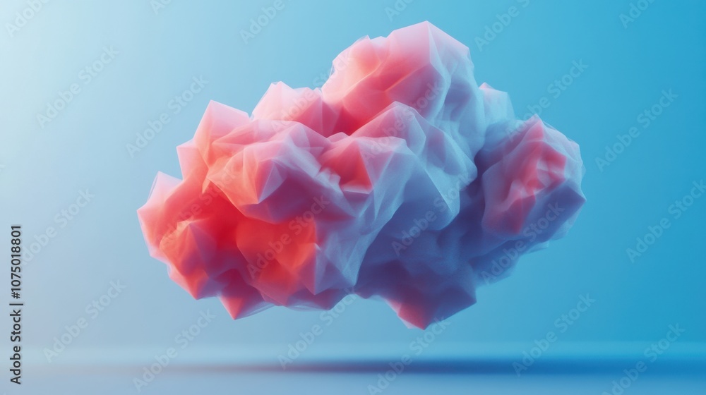 Poster abstract digital cloud design featuring soft pastel colors and a three-dimensional floating appearan