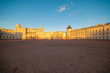 Obraz premium View on Great Gatchina Palace is situated suburb of St. Petersburg, Russia