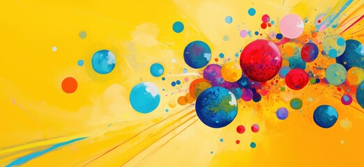Fototapeta premium Colorful abstract art with vibrant spheres and splashes
