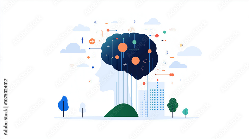 Poster the power of thought: abstract illustration depicting the boundless potential of human intelligence 