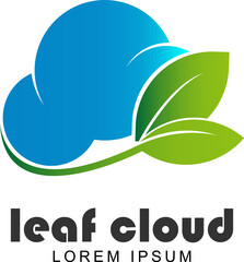 green leaf cloud, simple and unique logo