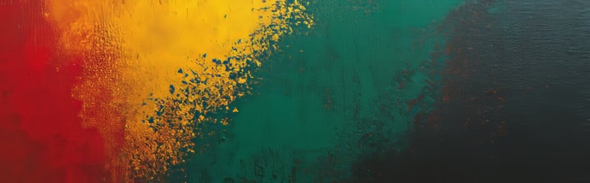 The gradient is multicolored (czech, zielony, black), there is a dotted design on the tapestry, the texture is highly detailed on the tapestry. The walls are painted in shades of brown and black,