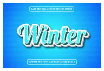Editable luxury 3D Winter Text effect style template.