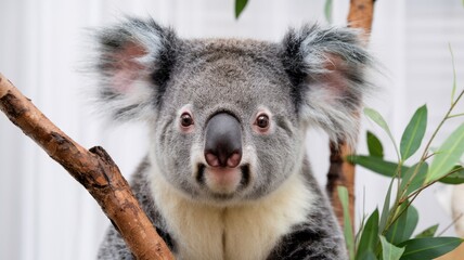 Obraz premium A close up of a koala with fluffy ears and a curious expression.