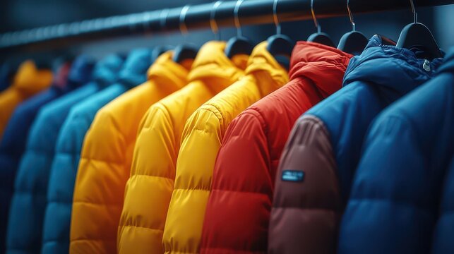 coat drive promotion featuring a visually impactful display of coats hanging on coat hangers, emphasizing community support and charitable donation efforts in a creative marketing design