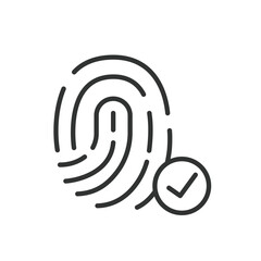 Fingerprint accepted, icon in line design. Fingerprint, accepted, biometric, authentication, security, access, verification on white background vector. Fingerprint accepted editable stroke icon