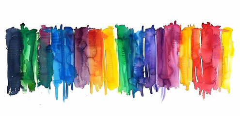 Naklejka premium Watercolor rainbow color spectrum, hand-drawn watercolor paint brush strokes isolated on a white background