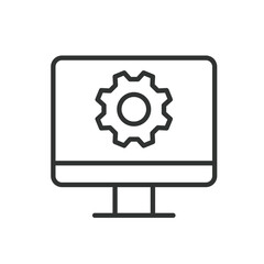 PC configuration, icon in line design. PC, configuration, settings, system, setup, preferences, hardware on white background vector. PC configuration editable stroke icon