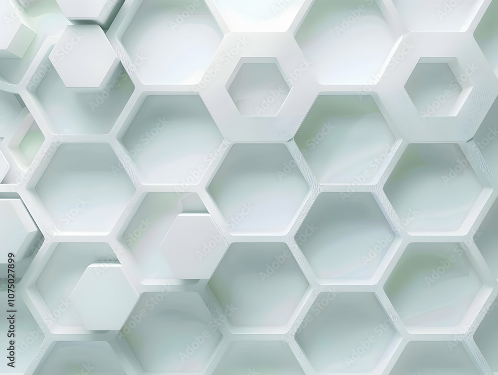 Poster abstract white background with a hexagonal pattern for a technology