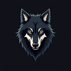 Simple wolf head monochrome logo no text
