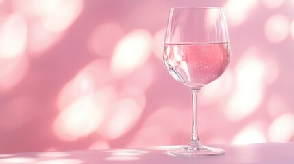 Elegant wine glass with pink background.