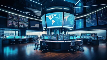 A photo of a trading floor model with data