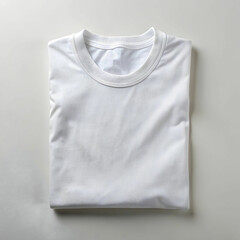 A classic white T-shirt laid flat, neatly folded sleeves
