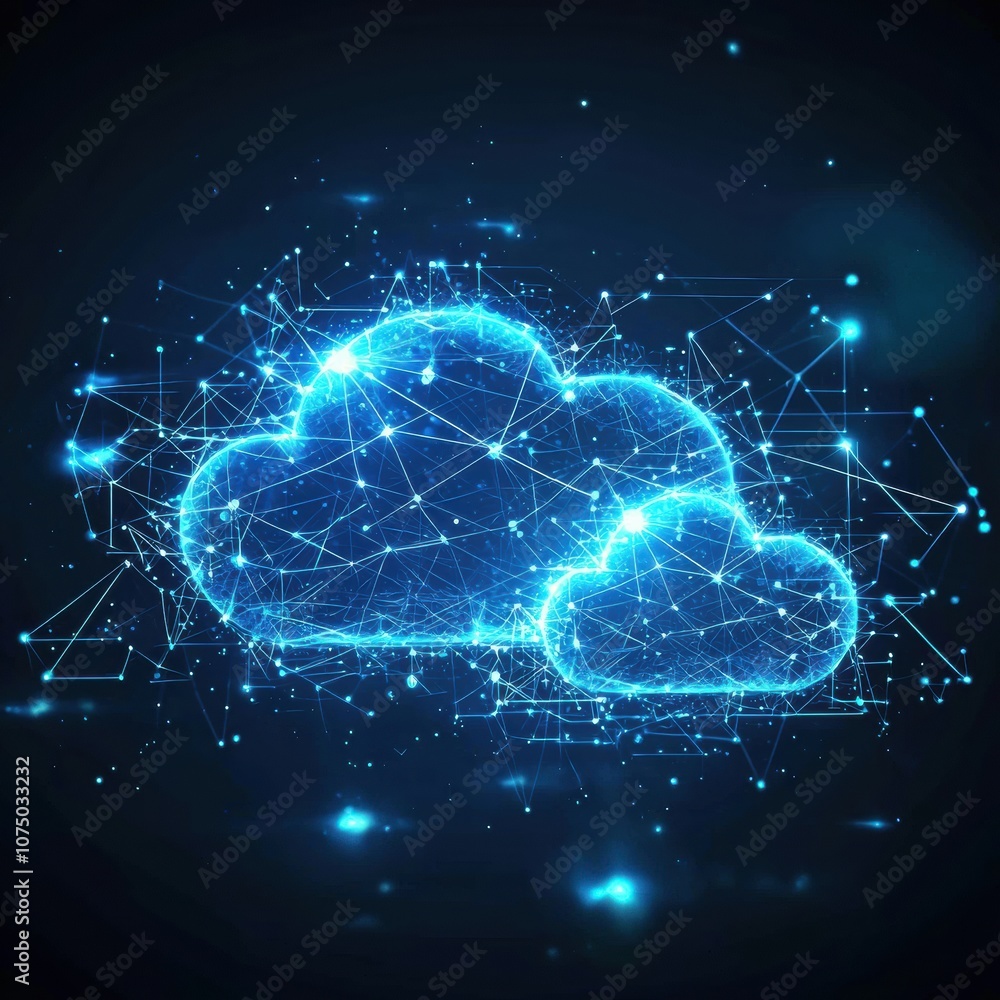 Leinwandbilder glowing cloud computing representing internet technology and data storage
