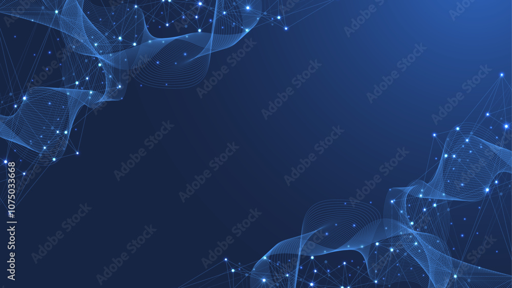 Aufkleber Global network connection concept. Big data visualization. Social network communication in the global computer networks. Internet technology. Business. Science. Vector illustration